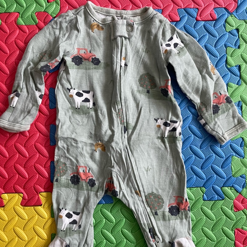 Carter's Green Farm Print Footie